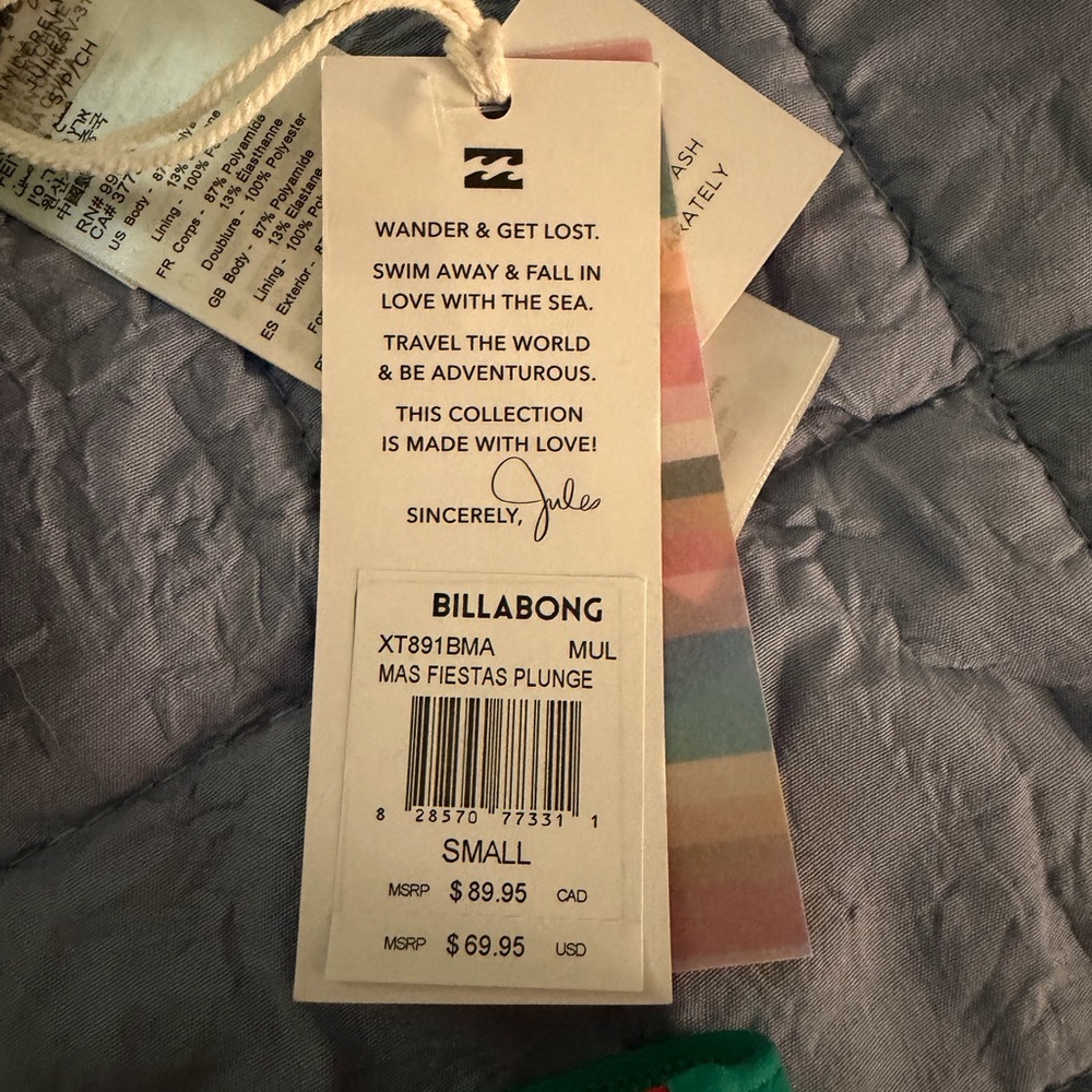 Billabong Rainbow Stripe Bikini Top & Bottom NWT Size Small and Medium - Picture 3 of 5